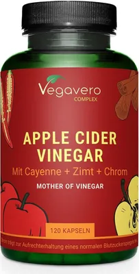 Produktbild von Vegavero Apple Cider Vinegar | 120 Kapseln | MHD: 31.12.2026