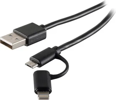 Immagine prodotto di Cavo USB di ricarica e sincronizzazione 2in1, micro + spina a 8 pin 1m