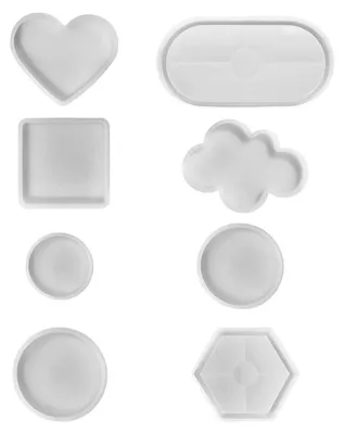 Produktbild von Silikonformen Set 8 Stück für Epoxidharz, DIY Gießformen für Untersetzer, Tabletts, Schmuck