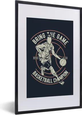 Produktbild von MuchoWow® MuchoWow® Gerahmtes Poster Basketball - Ball - Jahrgang 40x60 cm - Poster mit zchwarzem Bilderrahmen - Poster in Rahmen