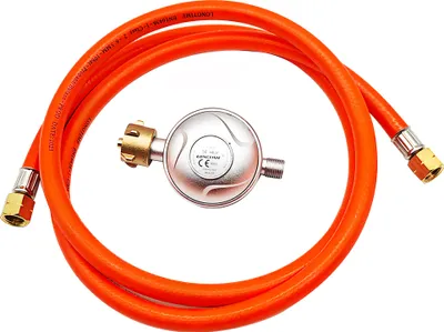 Produktbild von 150 cm Schlauch + 50 mbar Druckregler-Schlauchreglersatz für Gasgrills 1/4 Zoll Linksgewinde
