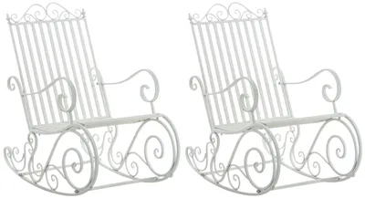 Image de Fauteuil berçant en métal modèle Smile (lot de 2) - Blanc