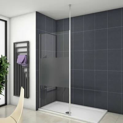 Produktbild von 90x200cm Walk in Dusche Duschwand 8mm ESG Sicherheitsglas Duschkabine  mit 2030-3200mm Deckenhalter