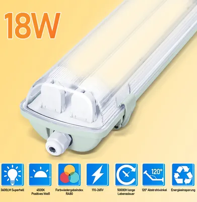 Obrázek produktu pro Aopunly LED svítidlo odolné proti vlhkosti difuzor svítidlo 120cm 2 x 18W T8 trubice neutrální bílá 4500K IP65