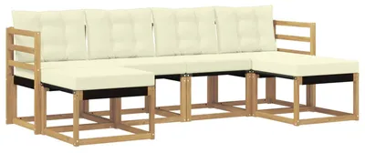 Produktbild von vidaXL Outdoor-Sofagarnitur mit Kissen 6 pcs Weiß und Creme