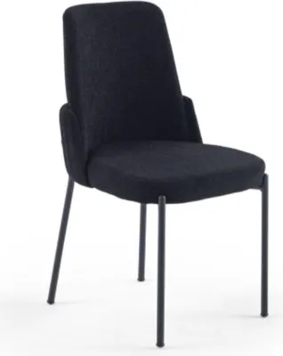 Obrázok produktu pre Čierna jedálenská stolička Designové čalúnené textilné sedadlo Jedálenská stolička Kreslo
