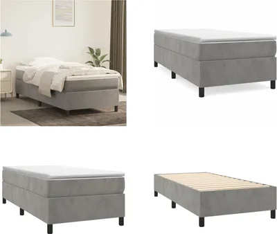 Produktbild von vidaXL Boxspringbett Hellgrau 100x200 cm Samt - Boxspringbett - Boxspringbetten - Bett - Schlafzimmermöbel
