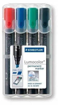 Produktbild von STAEDTLER Lumocolor 350 permanent Marker Keilspitze 4er-Set