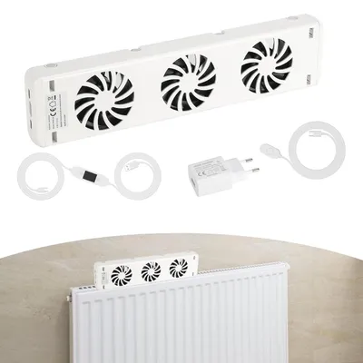Obrázok produktu pre Vigevee ventilátor na radiátor, 3-stupňový, sada 1 kus, s reguláciou teploty, pre radiátory do dĺžky ≤ 50 cm