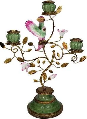Produktbild von Kerzenhalter Vogel Polyresin 26x13x37cm Bunter Kerzenständer Wohnaccessoire