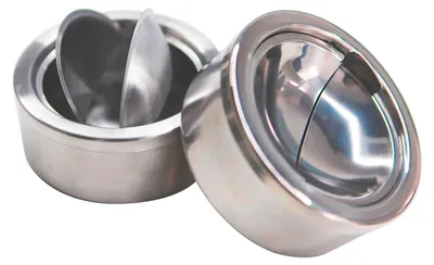 Tisch Aschenbecher Sturmaschenbecher Metall Silber mit Deckel