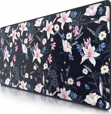 Produktbild von CSL Gaming Mauspad, XXL Schreibtischunterlage 900 x 400mm mit gewebter Microfastertextur, Flowers