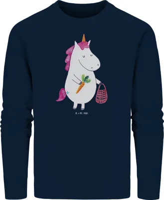 Produktbild von Mr. & Mrs. Panda Baumwoll Pullover Einhorn Vegan Größe L - French Navy - Geschenk, Unicorn, Bio, Sweatshirt, Veganismus, Rohkost, Gesund essen, Leben, Sweater, Veganer