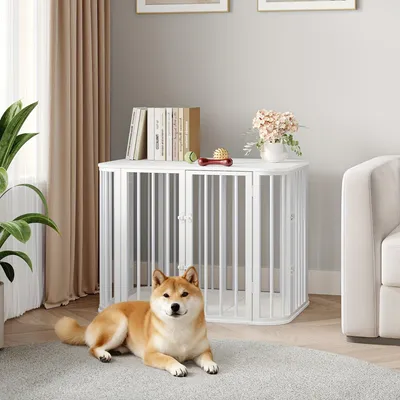 Produktbild von Hundebox - Hundekäfig - Hundehütte - Hundezwinger - Hundebereich - Weißer Metallrahmen