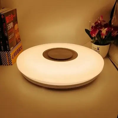 Obrázek produktu pro (60 W) LED hudební stropní světlo s reproduktorem Bluetooth, vysoce kvalitní reproduktor, stmívatelné moderní stropní světlo, RGB měnící se barvy pro rodinné párty - dálkové ovládání v ceně