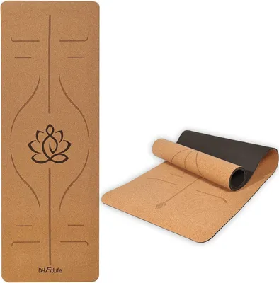Produktbild von Yogamatte 183x61x0,6 cm, Kork und TPE, rutschfeste Fitnessmatte, für Yoga