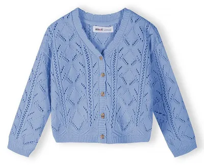 Minoti Strickjacke Hellblau für Mädchen, Vorderansicht 2