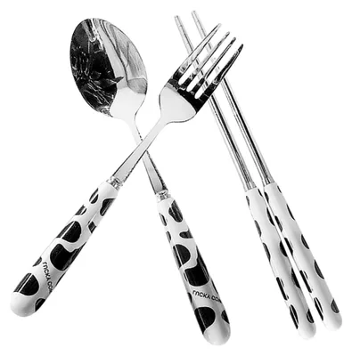 Produktbild von Tragbares Reisebesteckset mit Etui aus Edelstahl – Gabel, Löffel und Essstäbchen für Outdoor-Aktivitäten