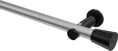 Produktbild von Interdeco Gardinenstange / Vorhangstange Silbergrau / Schwarz, Typ Platon Sitra (Konus) ohne Ringe, 20 mm Ø 1-läufig, 200 cm