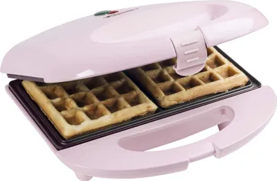 Produktbild von Bestron Brüsseler Waffeleisen im Retro Design, Waffelmaker für 2 belgische Waffeln, mit Antihaftbeschichtung & Backampel, 700 W, Farbe: Rosa