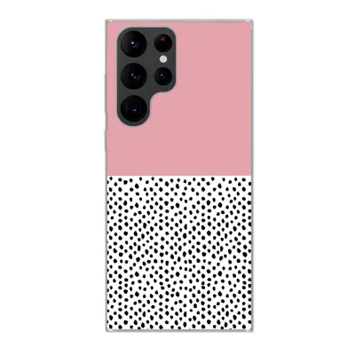 Produktbild von MuchoWow® Handyhülle Schutzhülle Hülle für Samsung Galaxy S22 Ultra Polka dots - Schwarz - Rosa Silikon Softcase Handy Hülle - Abbildung