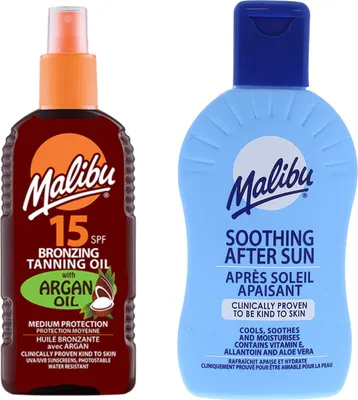 Zdjęcie produktu dla Malibu Olejek Brązujący Z Olejkiem Arganowym SPF15 200ml + Balsam Po Opalaniu 200ml