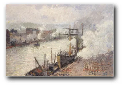 Produktbild von Kunstdruck „Dampfschiffe im Hafen von Rouen“ von Camille Pissarro – 40 x 60 cm – ungerahmt