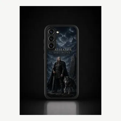 Productafbeelding van Samsung S23 hoesje, telefoonhoesje, beschermhoesje, case met Valhalla Vikingenmotief – LUNØIR ©
