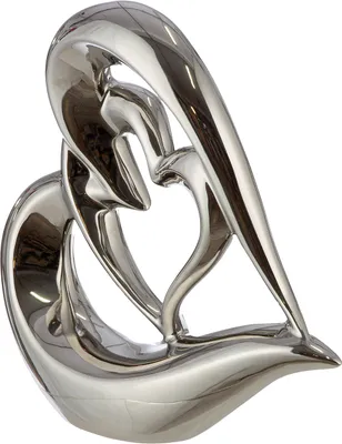 Obrázek produktu pro Dekorativní předmět Gilde, srdce, "Love", keramika, stříbrná barva,Polyuretan2, d. 7 cm, š. 22 cm, v. 22 cm 58421