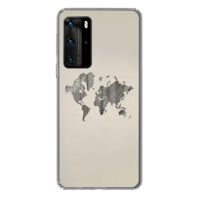 Produktbild von MuchoWow® Handyhülle Schutzhülle Hülle für Huawei P40 Pro Weltkarte - Holz - Regal Silikon Softcase Handy Hülle - Schutz