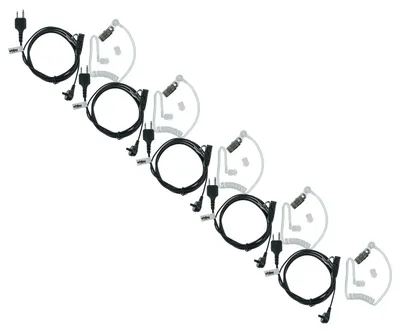 Produktbild von vhbw 5x Headset kompatibel mit Icom IC-F3022, IC-F3021, IC-F3003, IC-F3011 Funkgerät mit PTT Mikrofon - transparent, schwarz, Akustikschlauch