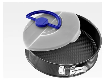Produktbild von Springform Ø 26 cm mit Deckel PURE, Backform mit Antihaftbeschichtung, runde Kuchenform mit Flachboden, to go Backform (Farbe: schwarz), Menge: 1 Stück