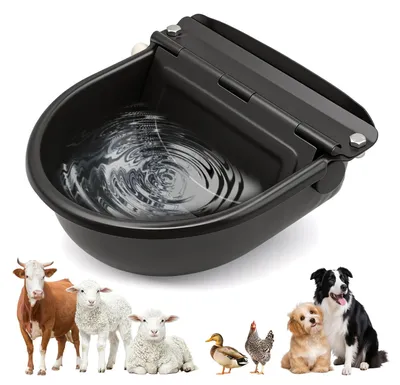 Tränkeschale mit Schwimmerventil, Edelstahl 304, 4 Liter, schwarz