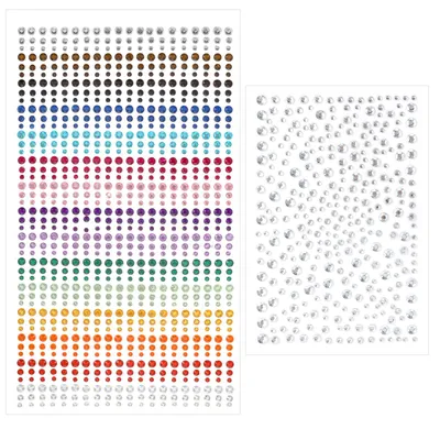 Glitzersteine 1250 Stück, selbstklebend, 15 Farben, 3-5 mm