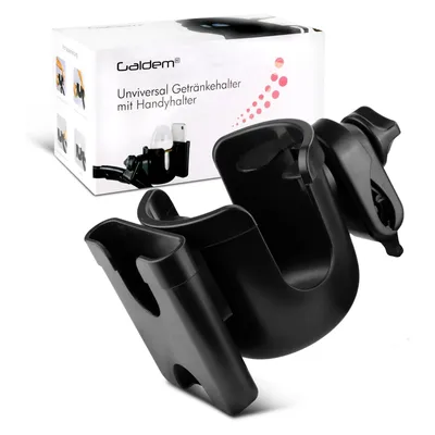 Produktbild von Galdem Universal Becherhalter mit Handyhalterung 360° Gelenk Kinderwagen Getränkehalter Handyhalter Fahrrad