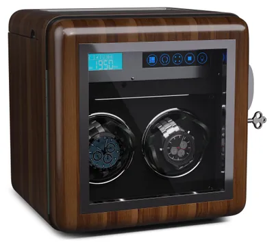 Produktbild von Klarstein Uhrenbeweger für Automatikuhren, Automatik-Uhrenbeweger für 2 Uhren, Automatikuhr Uhrenbeweger mit Acryl-Tür, Automatischer Uhrenbeweger, Blaue LEDs, Watch Winder mit 5 TPD Einstellungen