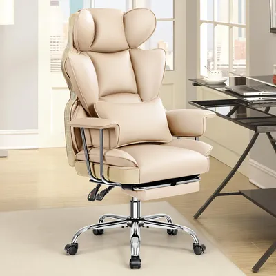Obrázek produktu pro Kancelářská židle - Ergonomická kancelářská židle - Kancelářská židle s podnožkou - Nastavitelná kancelářská židle