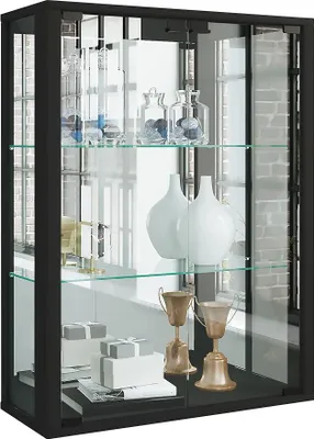 Produktbild von Glasvitrine mit ESG-Sicherheitsglas | Hängend | Maße ca. H. 80 x B. 60 x T. 25 cm | Modern und Platzsparend | Vitrinenschrank - Udina Spiegel