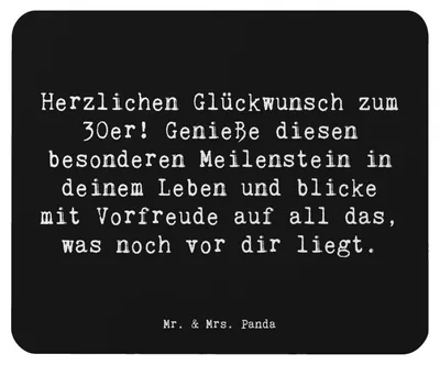 Produktbild von Mr. & Mrs. Panda Mouse Pad Spruch 30. Geburtstag - Schwarz - Geschenk, mauspad laptop, Herzlichen Glückwunsch, Leben feiern, Happy Birthday, mausteppich, Mousepad, pc