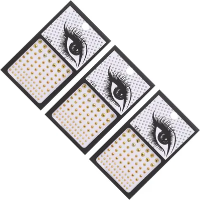 Image de Autocollants bijoux pour le visage - Pierres précieuses pour le maquillage - Décorations festives - Adhésifs et réutilisables - 3 ensembles - Multicolores