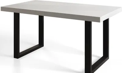 Obrázek produktu pro Alpi Moebel, obdélníkový jídelní stůl Loft-U, moderní stůl v industriálním stylu, 140 x 80 x 77 cm, černý s kovovými nohami v černé barvě