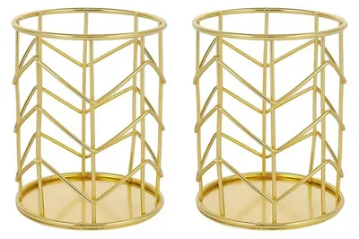 Produktbild von Stifthalter 2 Stück, Goldfarbe, Robustes Metall, Schreibtisch Organizer für Büro