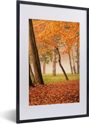 Produktbild von MuchoWow® Gerahmtes Poster Blätter - Herbst - Wald 40x60 cm - Poster mit Schwarzem Bilderrahmen Wandposter Rahmen Foto Bilder - Poster in Rahmen