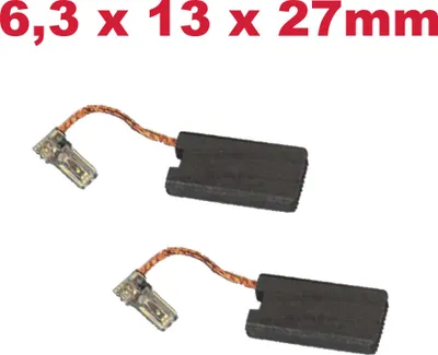 Two carbon brushes with copper wires and connectors, presented on a white background.