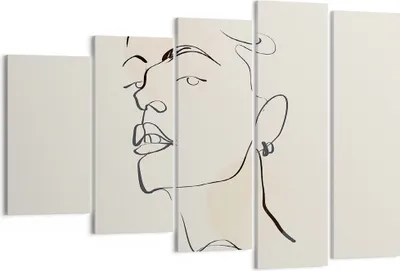 Produktbild von Bild auf Leinwand - Leinwandbild - 5 Teile - Minimalismus Porträt Linie - 150x100cm - Wand Bild - Wanddeko - Wandbilder - Leinwanddruck - Bilder - Wanddekoration - Leinwand bilder - EG150x100-4815