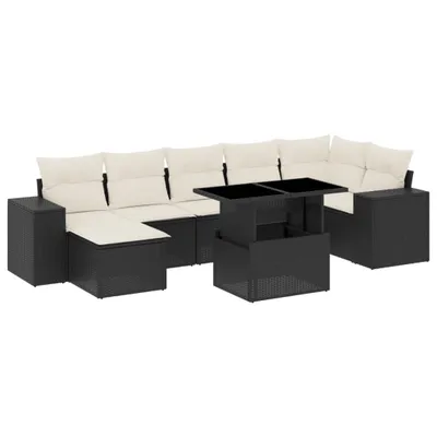 Produktbild von 8-tlg. Garten-Sofagarnitur mit Kissen Schwarz Poly Rattan