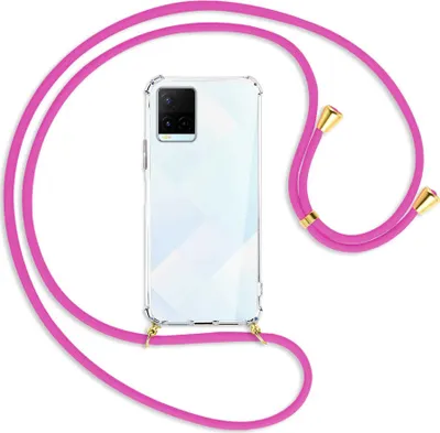 Produktbild von Handykette Backcover-Schutzhülle mit Band (Metall goldfarben) für vivo Y21s (6.51''), Y33s - hot pink