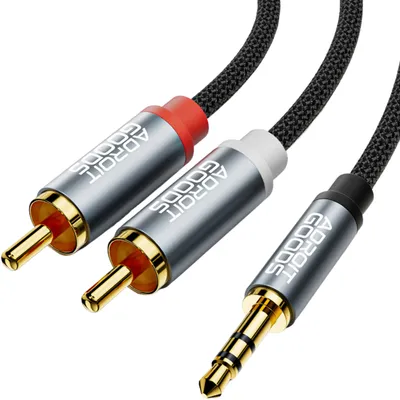 Obrázok produktu pre AdroitGoods Aux to Tulip - Jack to Tulip - Jack 3,5 mm to Tulip Cable - RCA Cable - 2 metre - sivá