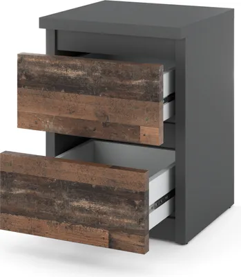 Image de Table de chevet SET de 2 chevets Commode de chevet Meubles modernes avec tiroirs Armoire à tiroirs pour votre chambre à coucher Anthracite Gris Mat - Old Style
