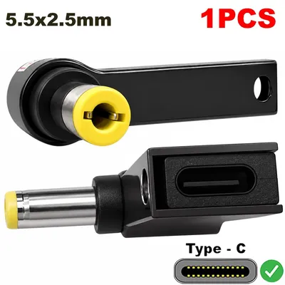 Produktbild von 90° Winkeladapter mit 5,5 x 2,5 mm DC-Anschluss und USB 3.1 Type-C Buchse